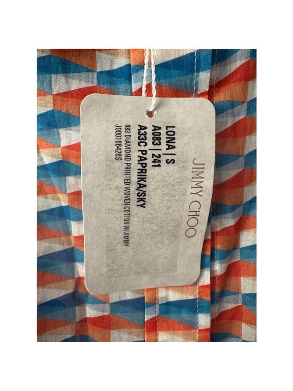 NWT Jimmy Choo Lona Beach Shirt S Geometric Print 100% Cotton Button Down - Picture 4 of 8